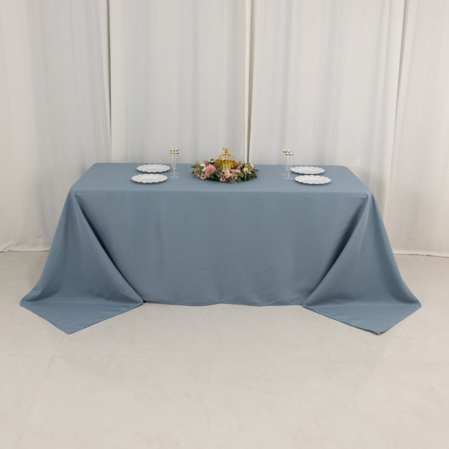 Premium Polyester 90"x132" Rectangle Tablecloth Dusty Blue - Seamless 220GSM Stain-Resistant Table Cover
