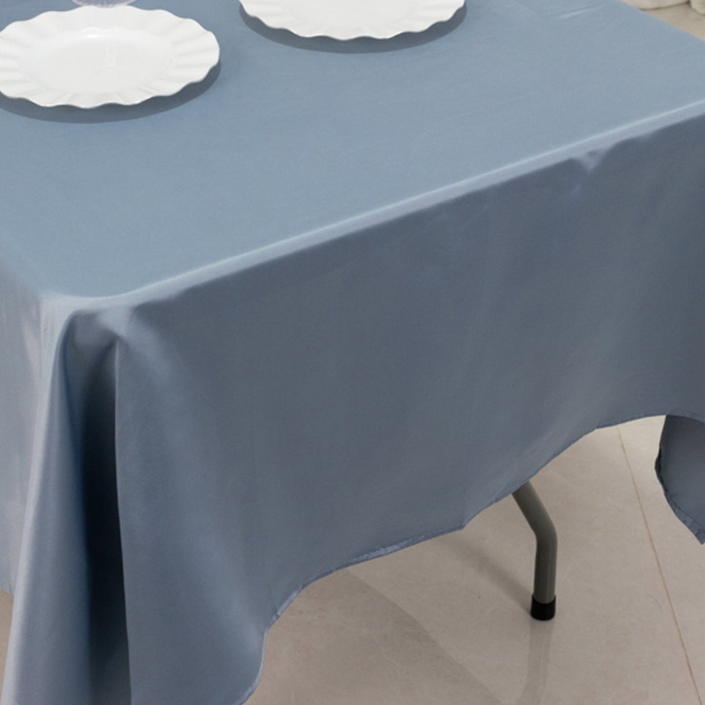 Lamour Satin 60"x102" Rectangle Tablecloth Dusty Blue - Durable & Silky Soft Feel Table Cover
