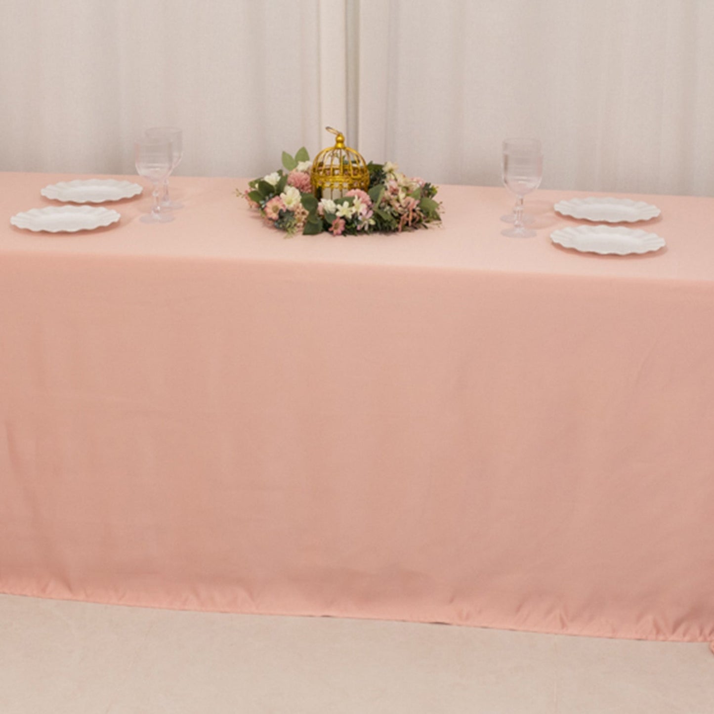Lamour Satin 90"x156" Rectangle Tablecloth Dusty Rose - Luxurious, Soft Seamless Table Cover