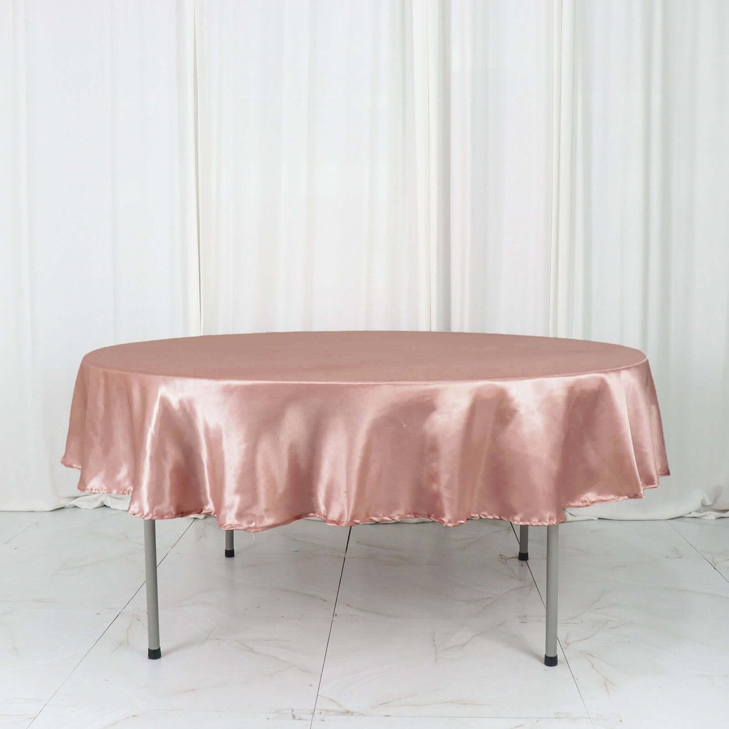 Satin 90" Round Tablecloth Dusty Rose - Smooth and Lustrous Table Cover