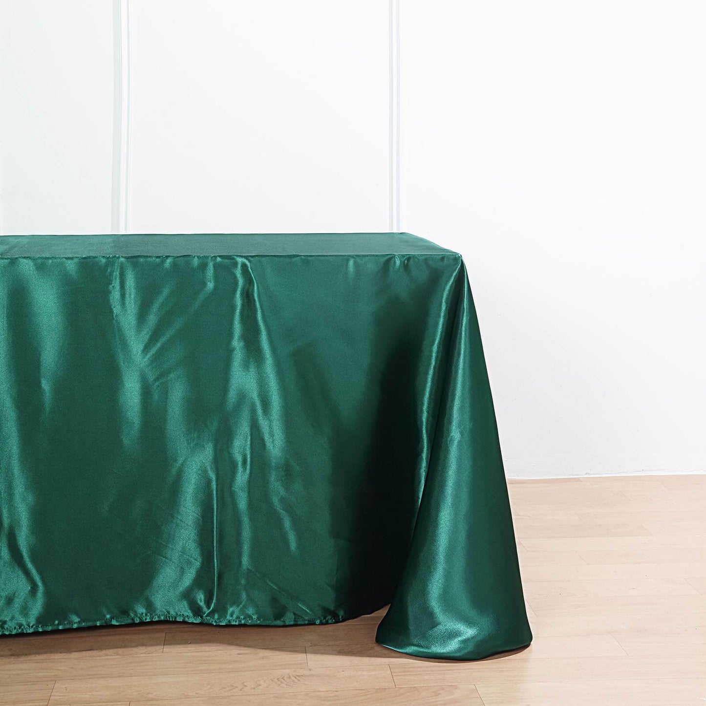 Satin Rectangular 90"x156" Tablecloth Hunter Emerald Green - Seamless Table Cover