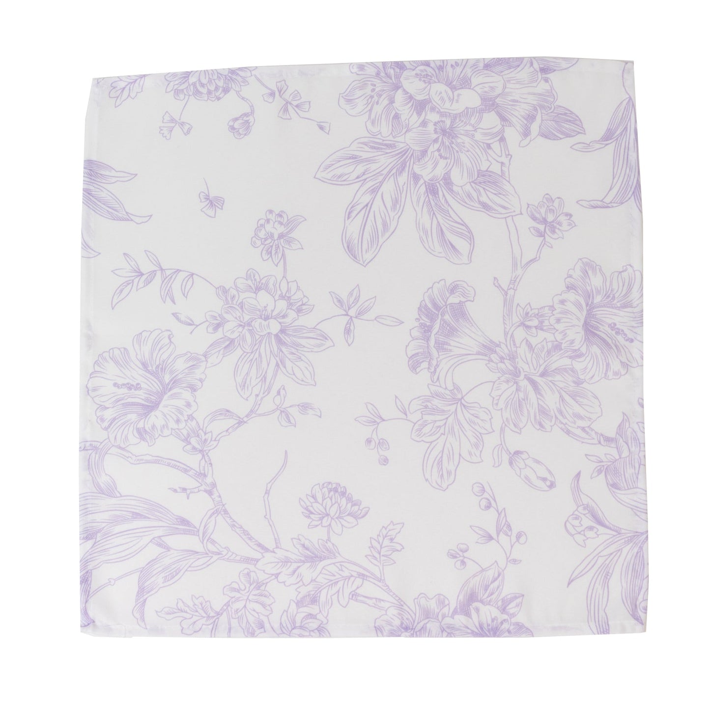 5-Pack French Toile Polyester Cloth Napkins â€“ 17"x17" Lavender Lilac and White Reusable Table Napkins in Floral Design for Events & Dining