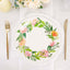 25-Pack Paper 9" Round Dinner Plates in White with Rose/Peony Flower Wreath - Disposable Party Plates for Bridal Showers & Garden Parties