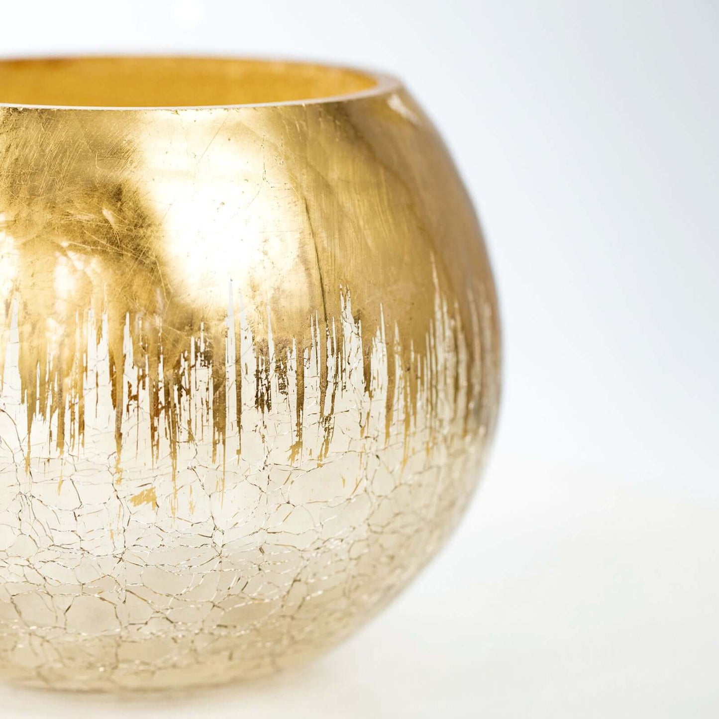 Glass Flower Vase Gold Foiled Crackle Bubble - Stylish Centerpiece for Events 4.5"
