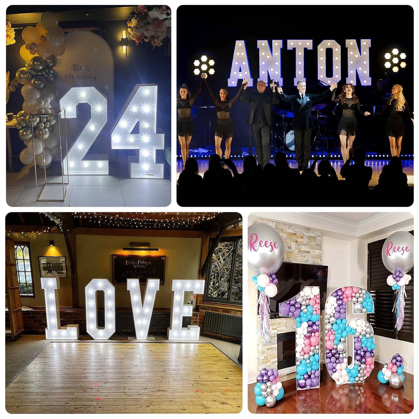 Giant LED Marquee Light Up Number "0", White 4ft Pre-Cut Foam Board with 10 Warm White Battery Operated LEDs, Glue Gun and Sticks