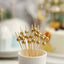 100-Pack Bamboo Cocktail Picks Gold Pearl Decorative Top Design - Eco Friendly Stir Sticks 4.5"