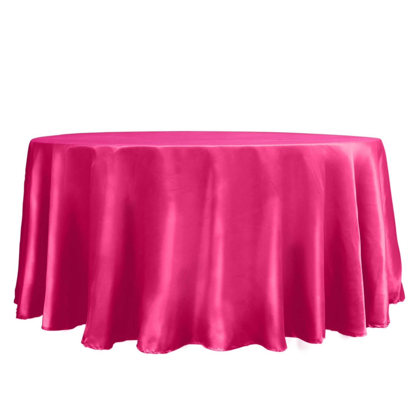 Satin 120" Round Tablecloth Fuchsia - Stylish Seamless Table Cover
