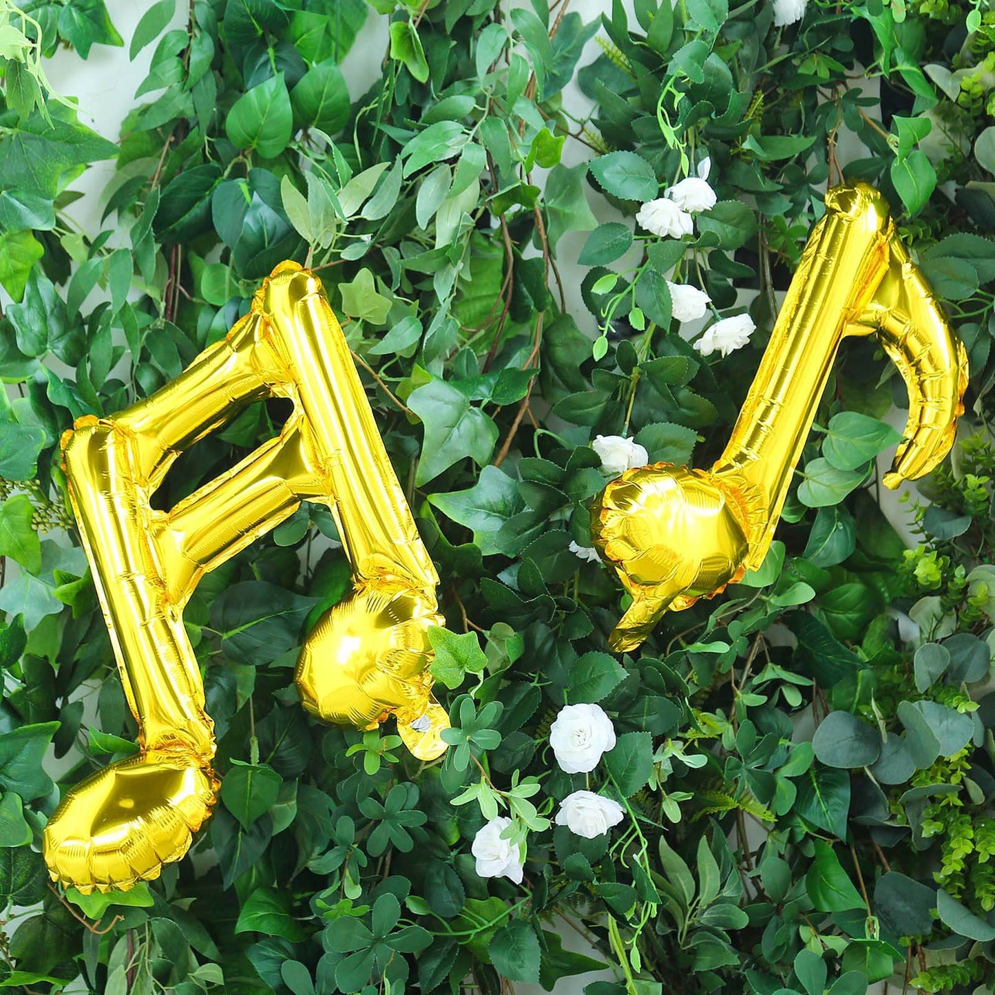 6 Pack Metallic Gold Single and Double Music Note Mylar Foil Balloons