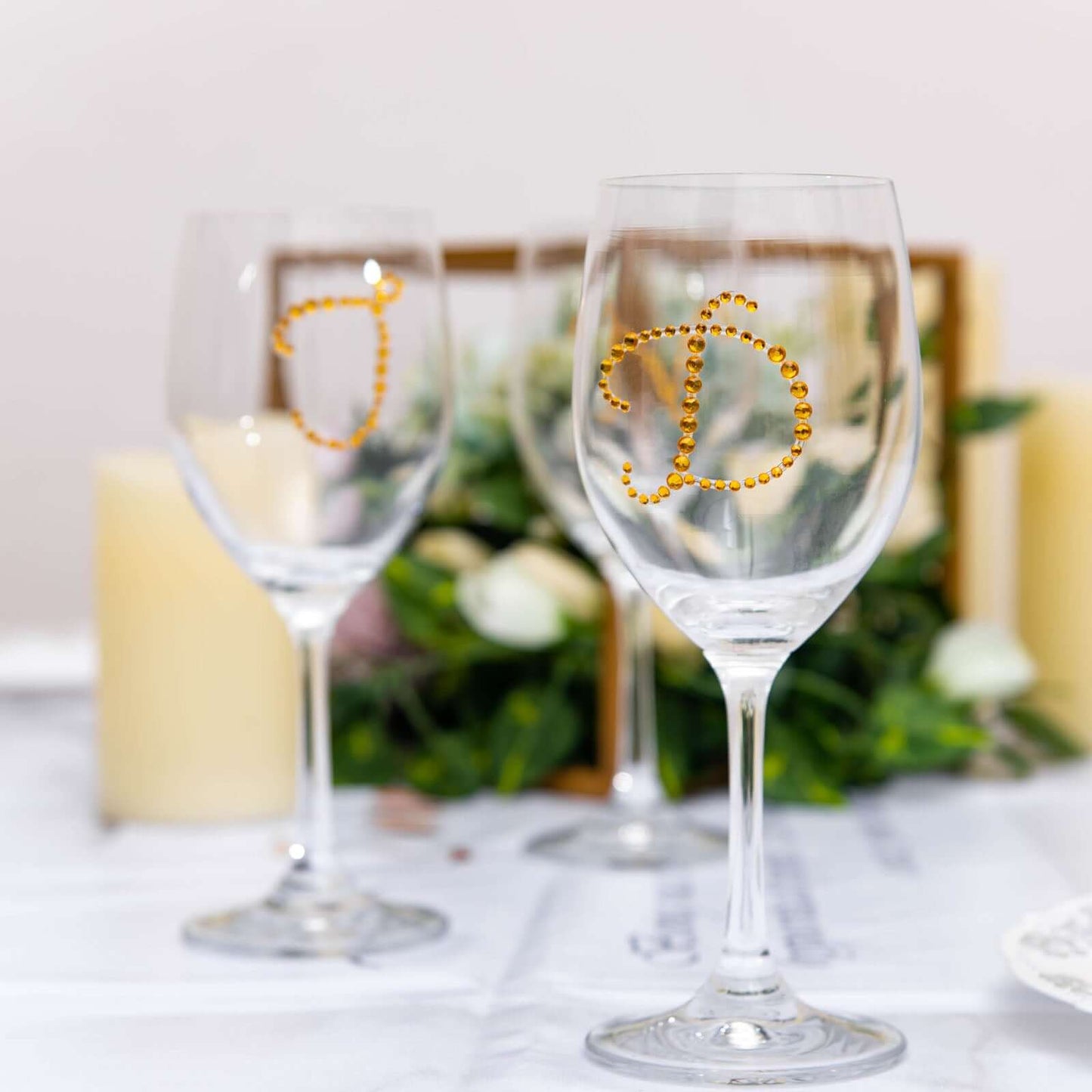 12 Pack 1.5" Gold Rhinestone Monogram Letter Jewel Sticker Self Adhesive DIY Diamond Decor - I