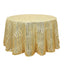 Sequin 120" Round Tablecloth Gold - Seamless Diamond Glitz Design for Glamorous Gatherings