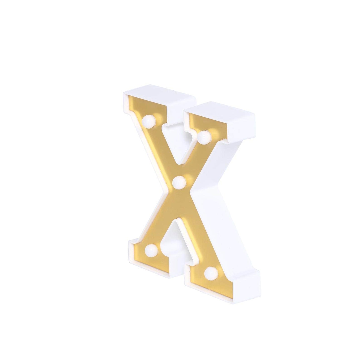 3D Marquee Letter "X" Warm White 5 LED Lights Gold - Chic Light-Up Decor for Events 6"