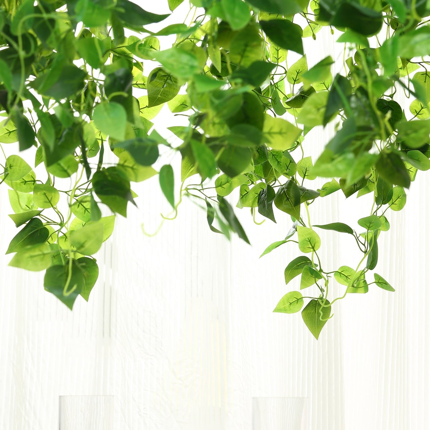 46" Green Artificial Eucalyptus Leaf Vines Ceiling Canopy, Round Draping Ivy Leaves Hanging Flower Chandelier With Interchangeable Branches