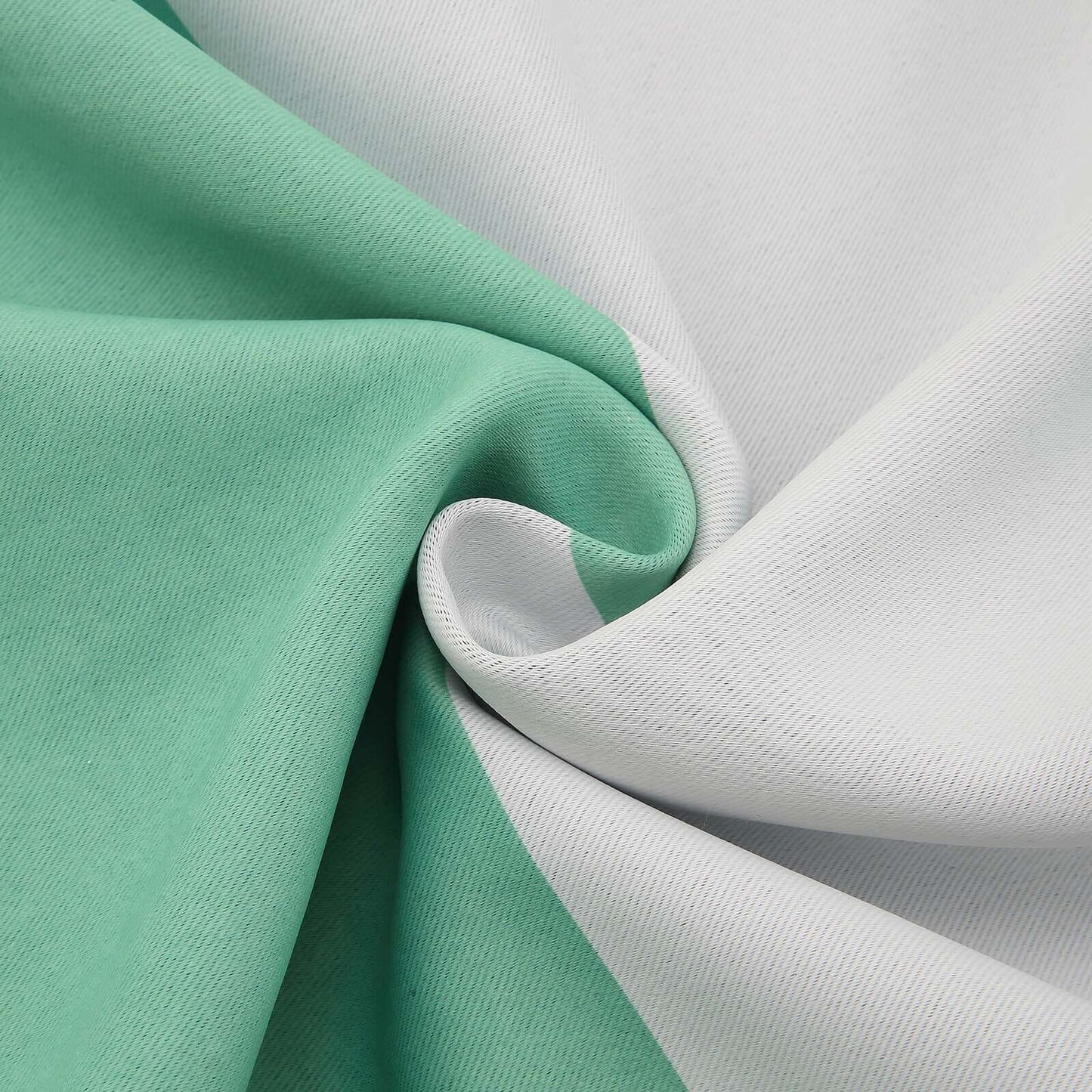 2 Pack White Mint Cabana Stripe Thermal Blackout Window Curtain Grommet Panels, Noise Canceling Curtains - 52"x64"