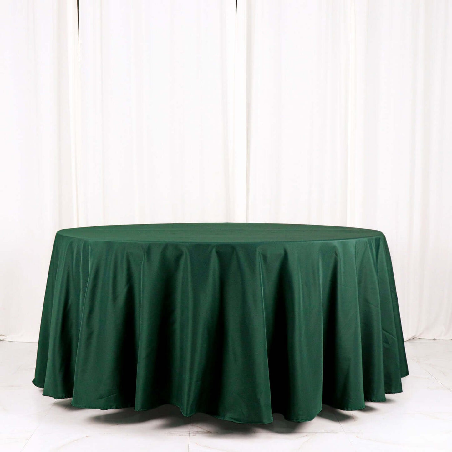 Polyester 120" Round Tablecloth Hunter Emerald Green - Seamless Wrinkle-Resistant Table Cover