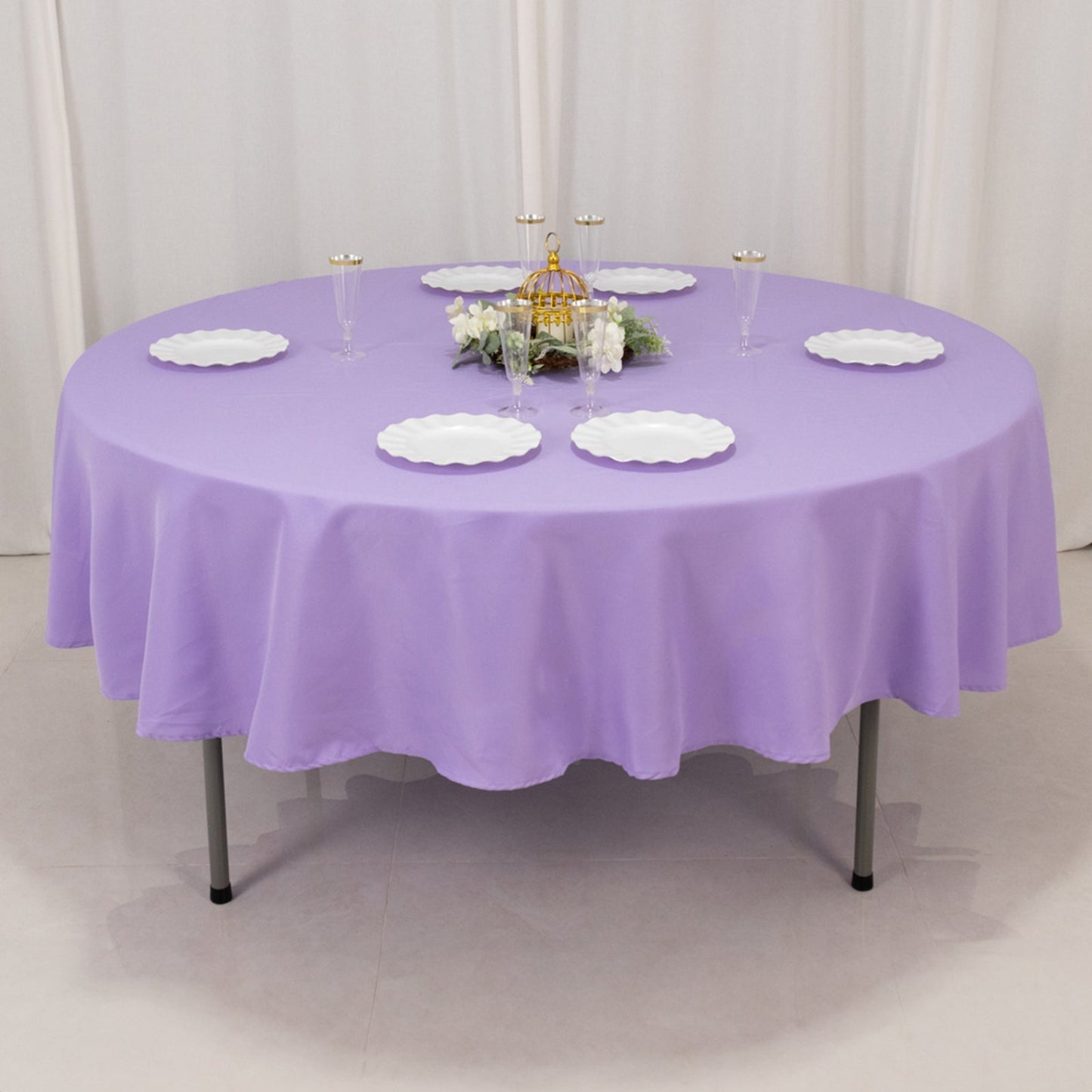 Premium Polyester 90" Round Tablecloth Lavender Lilac - Stain and Wrinkle-Resistant Design with 220GSM Thickness Table Cover