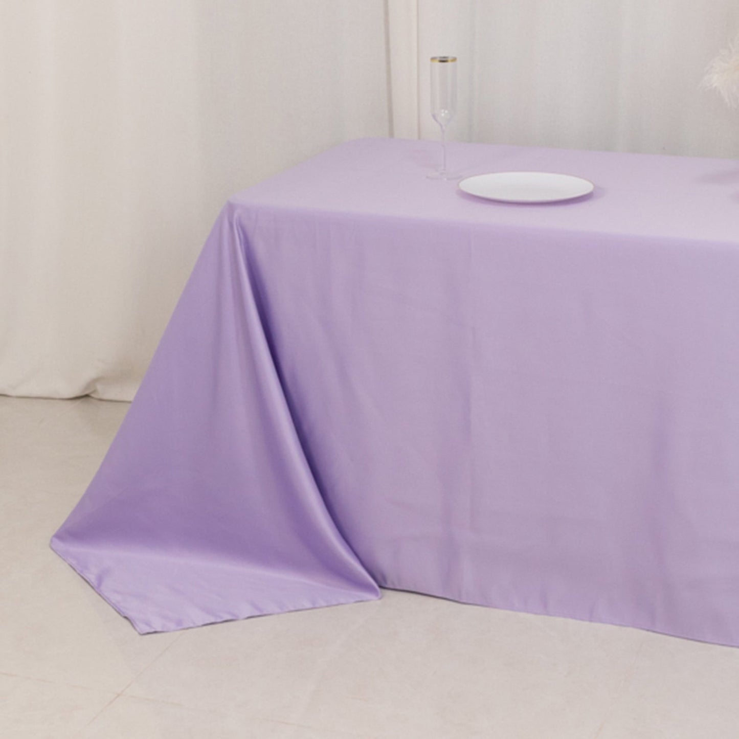 Lamour Satin 90"x156" Rectangle Tablecloth Lavender Lilac - Luxurious, Soft Seamless Table Cover