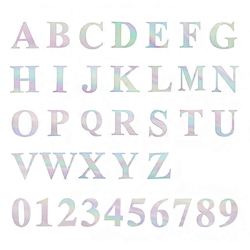 4 Pack 5" Iridescent Alphabet Stickers Banner, Customizable Stick on Letters - A