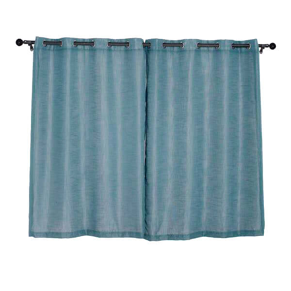 2 Pack Handmade Light Blue Faux Linen Curtains 52"x64", Curtain Panels With Chrome Grommets