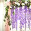 42" Silk Hanging Wisteria Flower Garland Vines in Lavender Lilac, Elaborated 5 Full Strands in 1 Bush