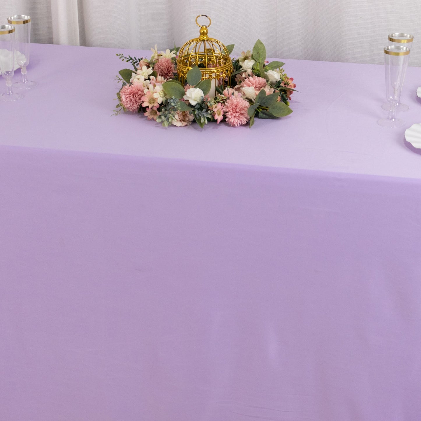 Scuba Rectangular 90"x156" Tablecloth Lavender Lilac - Wrinkle Free, Stain Resistant & Seamless Table Cover