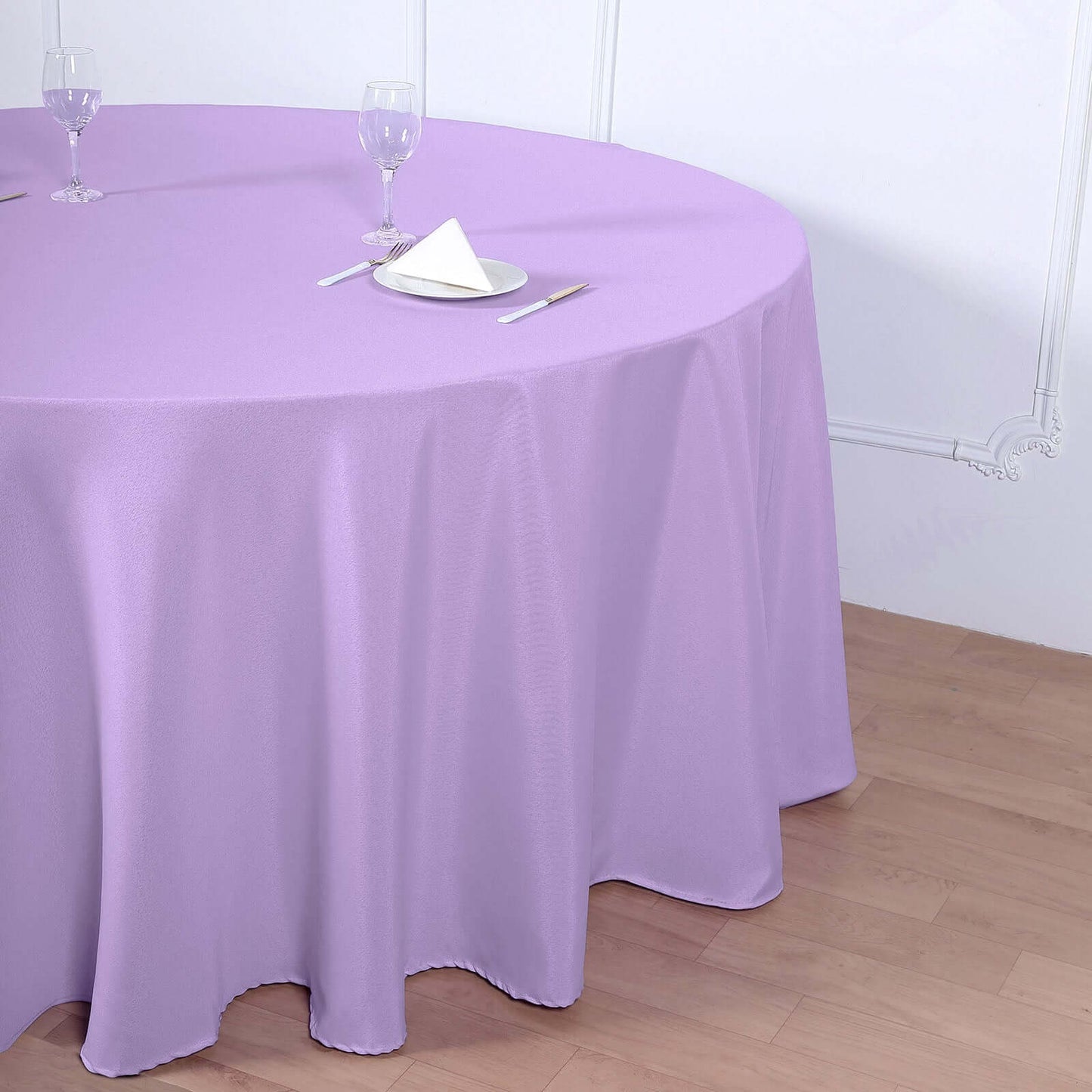 Polyester 120" Round Tablecloth Lavender Lilac - Seamless Wrinkle-Resistant Table Cover
