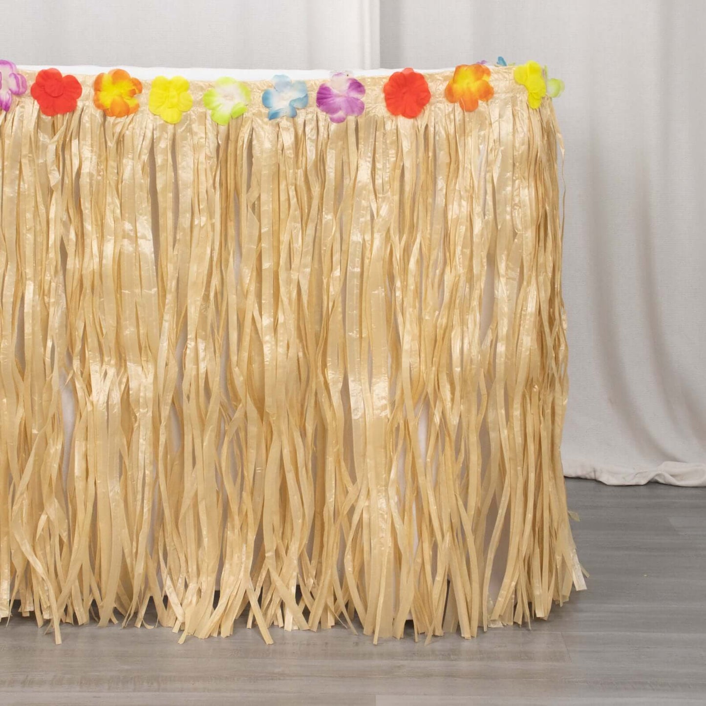 Raffia Grass Table Skirt Natural - Rustic Skirt for Hawaiian Party Decor 9ft