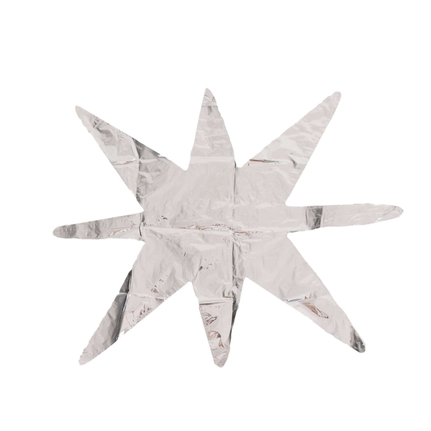 5 Pack Metallic Silver 14-Point Starburst Mylar Foil Balloons, 22" Fireworks Star Explosion Party Balloons