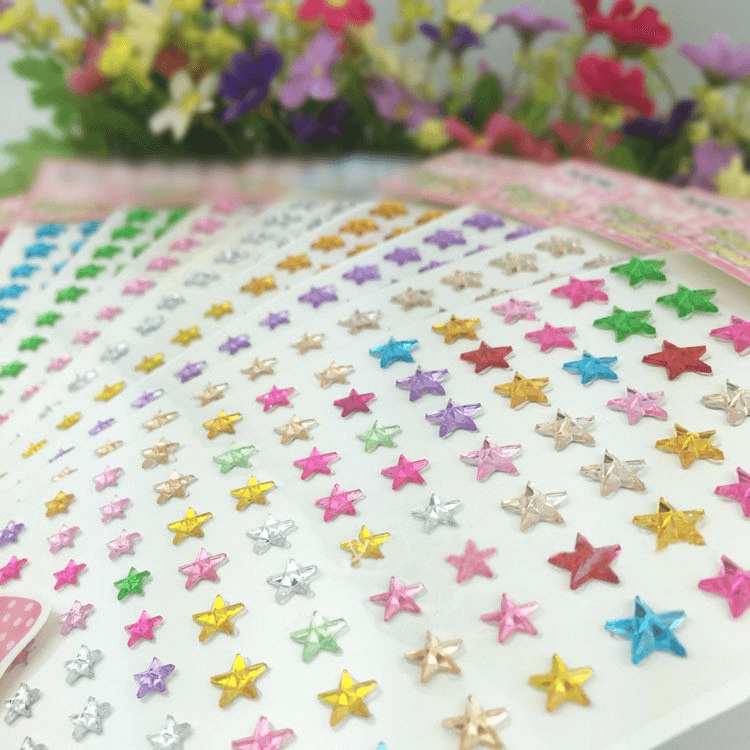 600 Pcs Apple Green Star Shape Stick-On Diamond Rhinestone Stickers, DIY Self Adhesive Craft Gems