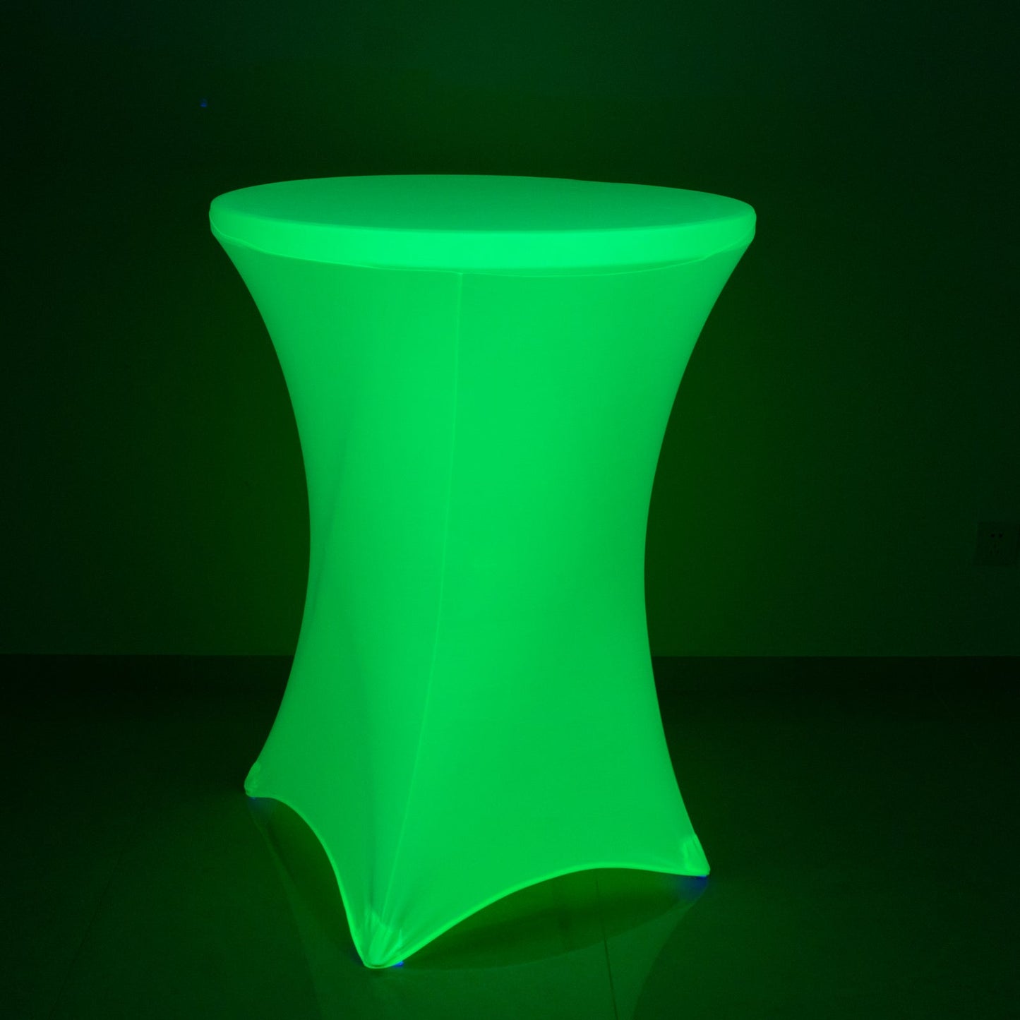 Glow Neon Green Fitted Spandex Cocktail Tablecloth â€“ 30" Round, Wrinkle-Free Cover