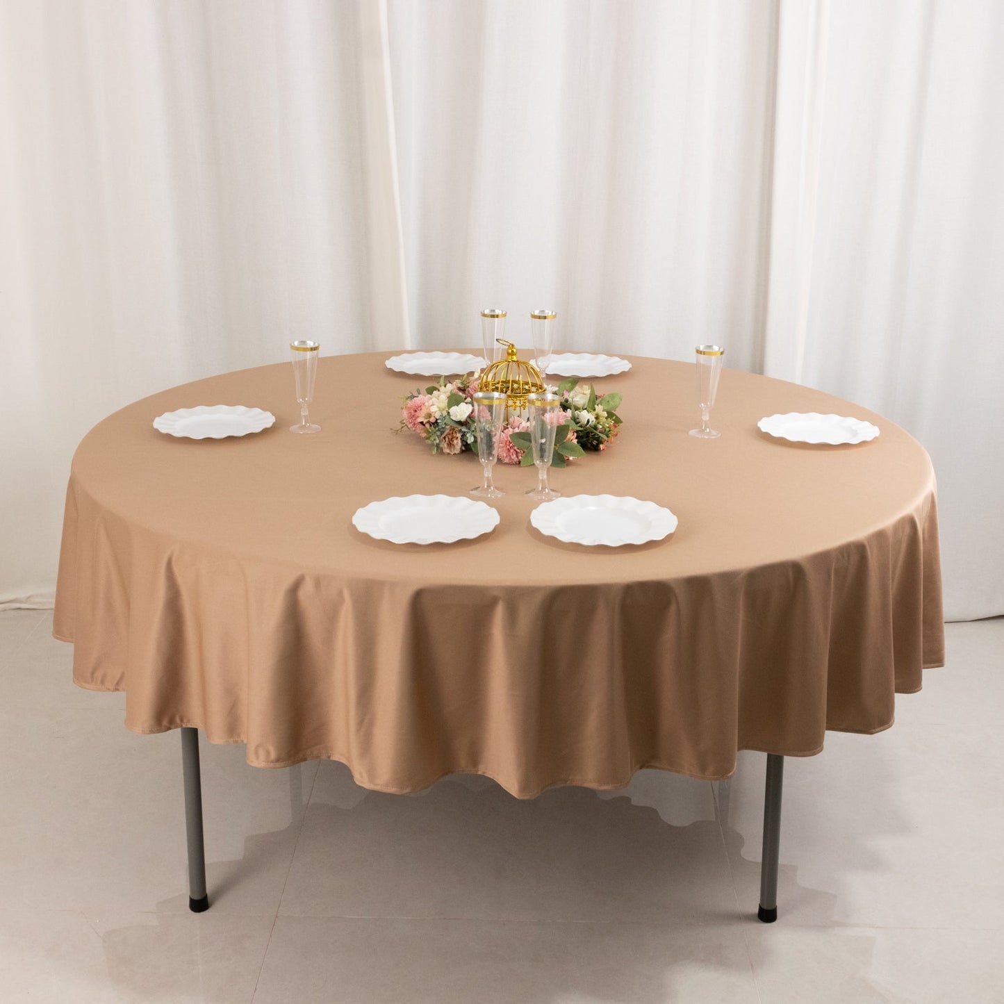 Scuba Round 90" Tablecloth Nude - Wrinkle Free & Stain Resistant Table Cover