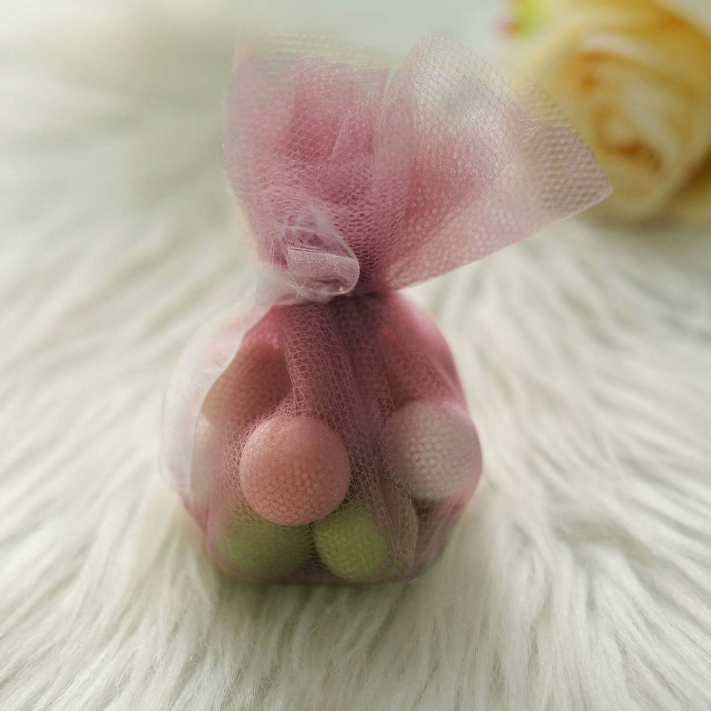 25 Pack 9" Dusty Rose Sheer Nylon Tulle Circles Favor Wrap Craft Fabric, DIY Candy Favor Wraps