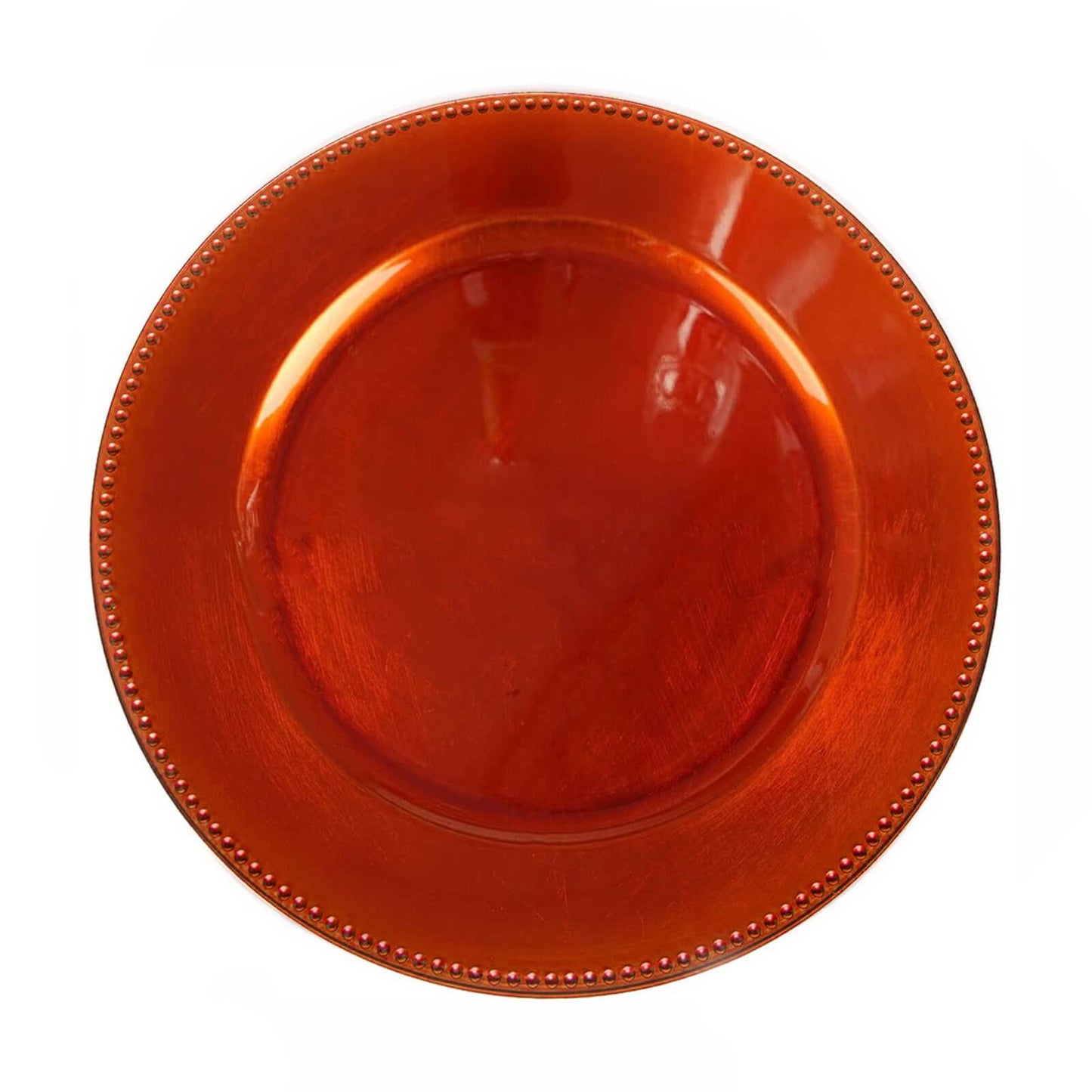 6-Pack Acrylic Round Charger Plates 13" in Orange with Beaded Rim, Dinner Charger Event Tabletop Decor