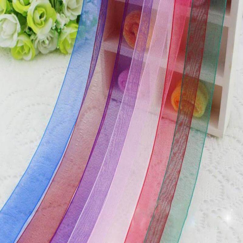 25 Yard 7/8" DIY Ivory Organza Ribbon With Mono Edge - Clearance SALE