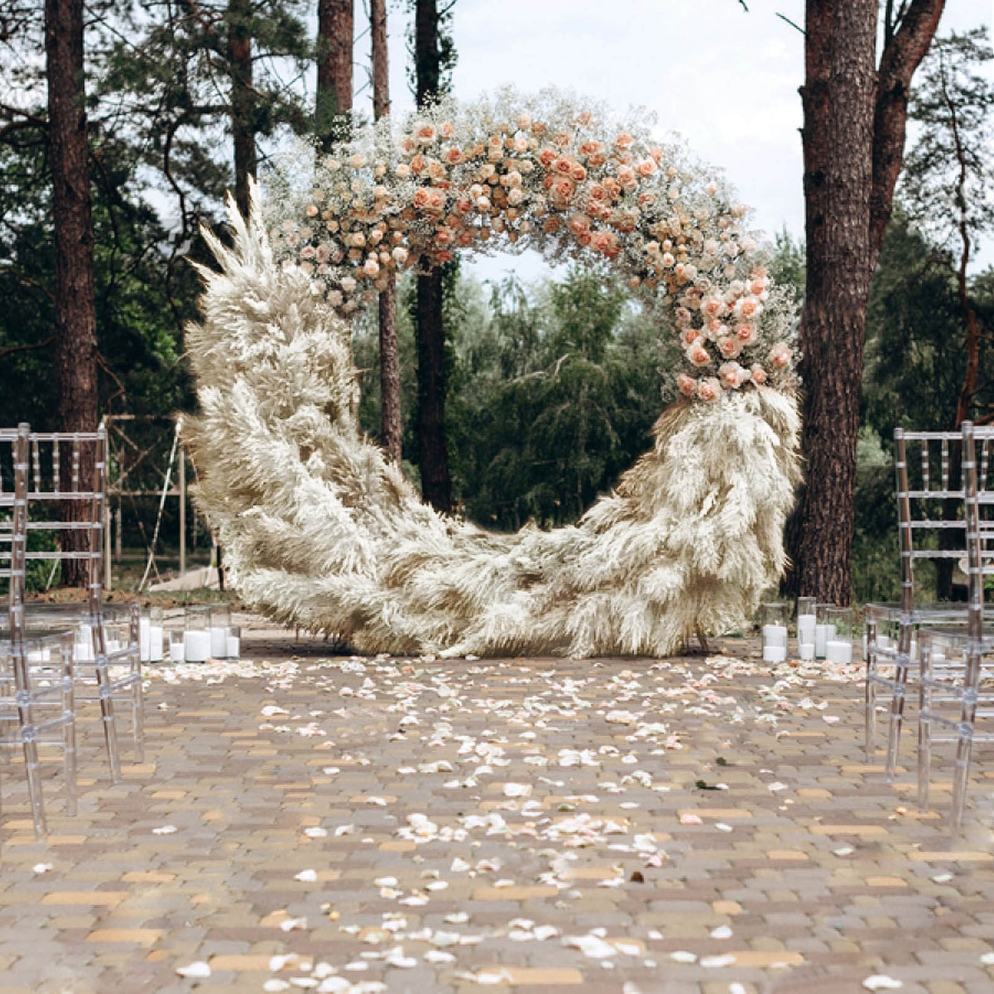 6 Stems Natural Dried Pampas Grass Decor Wheat Tint - Tall Plant Sprays for Boho Chic Vase Displays Backdrops & Event Styling 49"