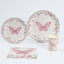 96 Pcs Paper Dinnerware Set with Butterfly Print White/Pink - Disposable Tableware Set with Plates, Cups, and Napkins
