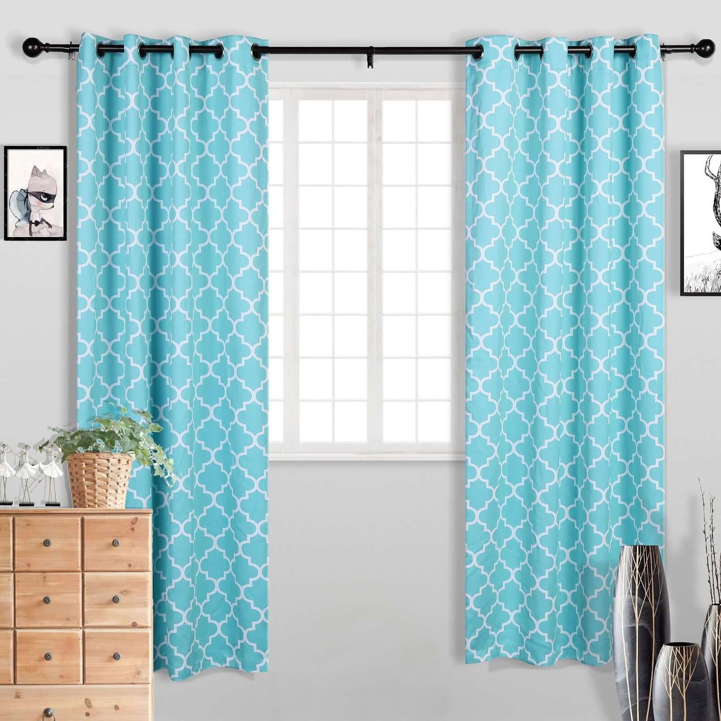 42"-126" Adjustable Curtain Rod Set, Bronze, Round Finials