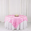 Satin 72"x72" Table Overlay Square Tablecloth Pink - 3D Rosette Table Cover