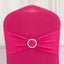 Spandex Chair Cover with Silver Rhinestone Buckled Sash Band Fuchsia - Stretch Fitted Slipcover
