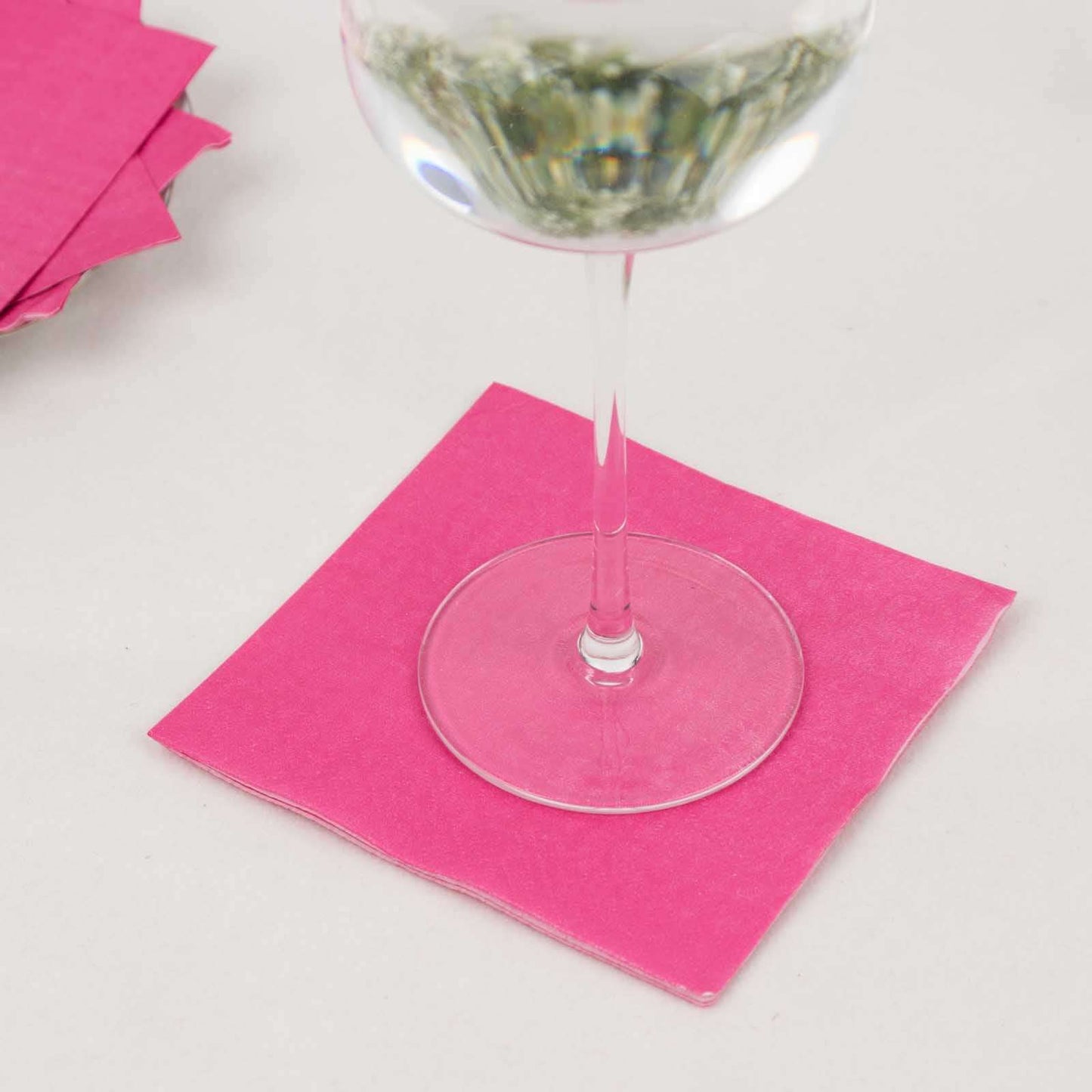 50-Pack Paper Beverage Napkins Fuchsia - 2 Ply Disposable Soft 18GSM Cocktail Napkins 5"x5"