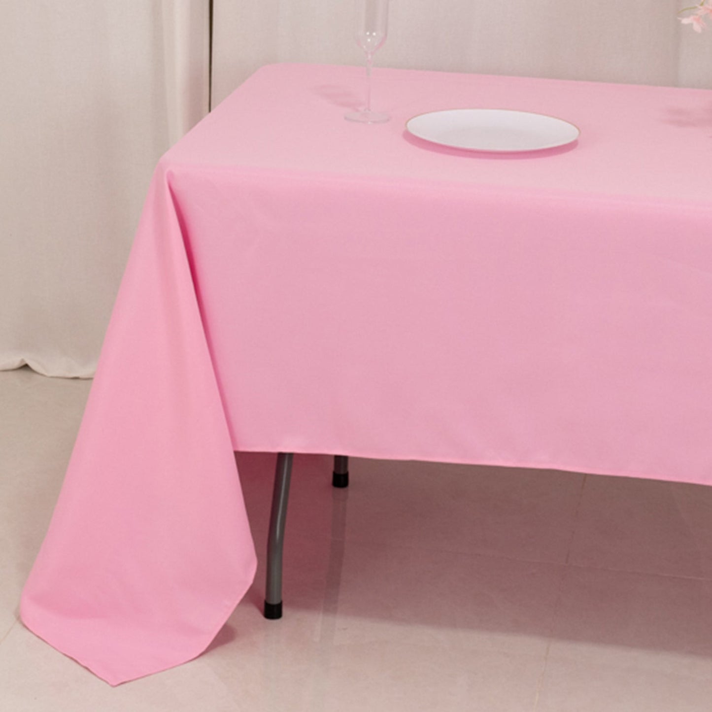 Premium Polyester 60"x126" Rectangle Tablecloth Pink - Stain-Resistant 220GSM Finish Table Cover