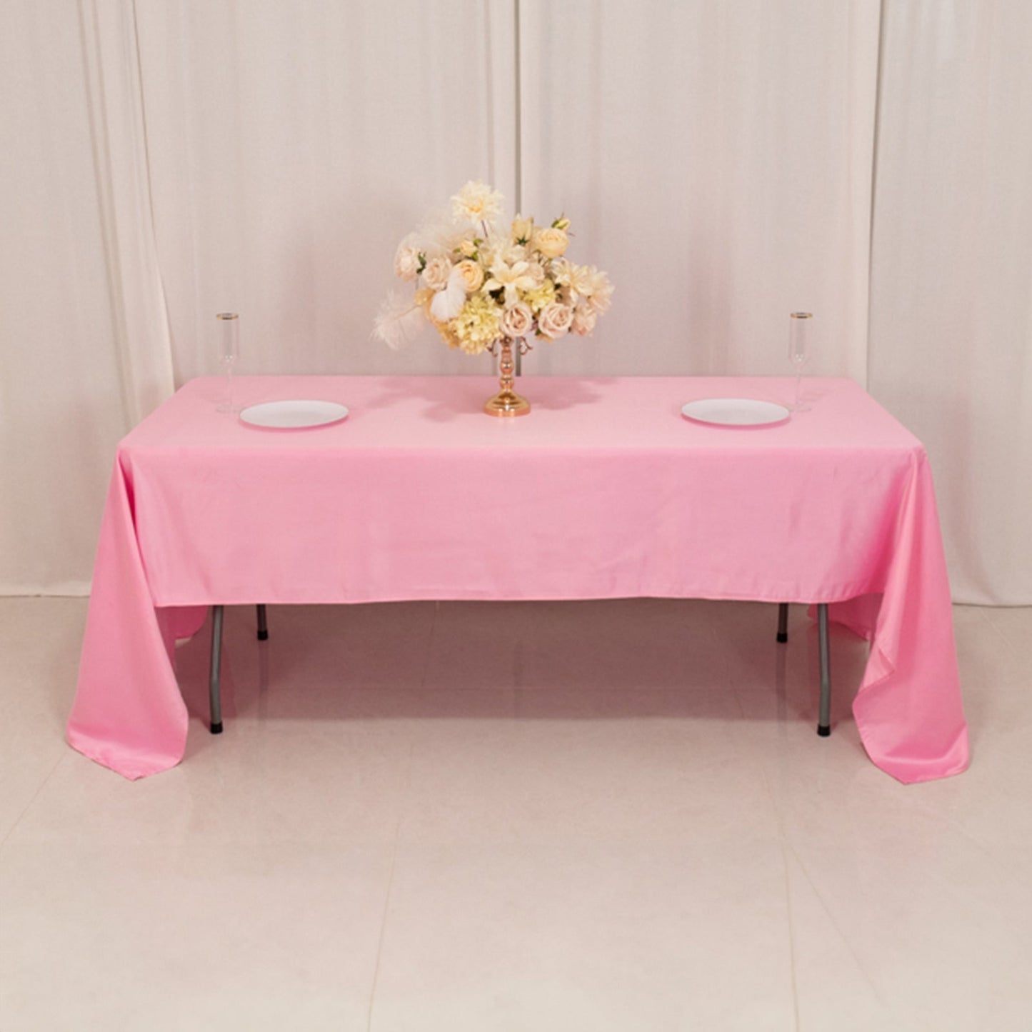 Lamour Satin 60"x126" Rectangle Tablecloth Pink - Soft & Silk-Like Table Cover