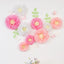 Set of 21 Tissue Paper Flowers Pom Poms Decor Kit â€“ White Pink 3D Chrysanth Floral Wall Decor with Butterflies & Olive Leaves - 8",10",12"