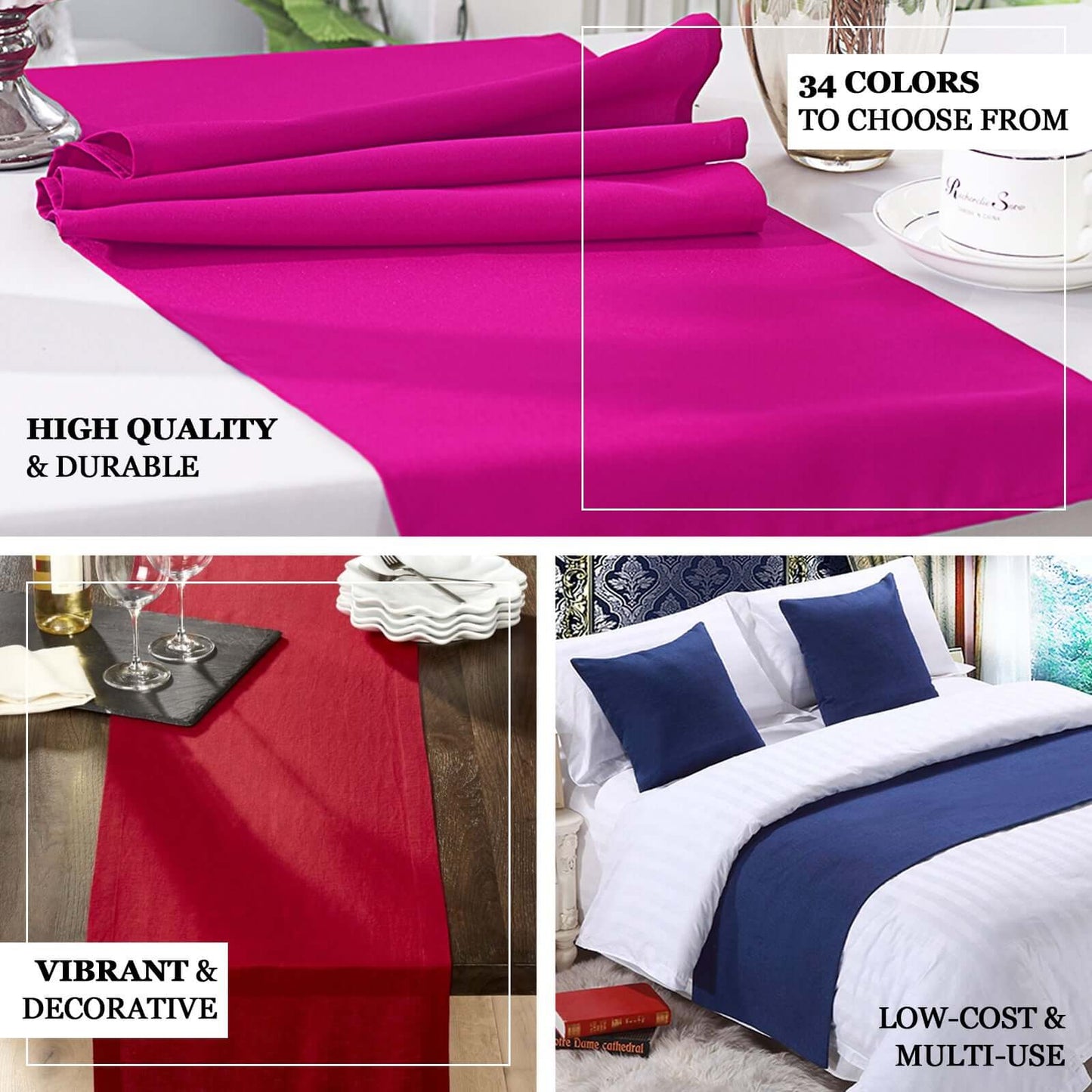 Polyester 12"x108" Table Runner Dusty Rose - Durable & Wrinkle-Resistant Table Decor