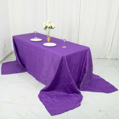Taffeta 90"x156" Rectangle Tablecloth Purple - Accordion Crinkle Seamless Table Cover