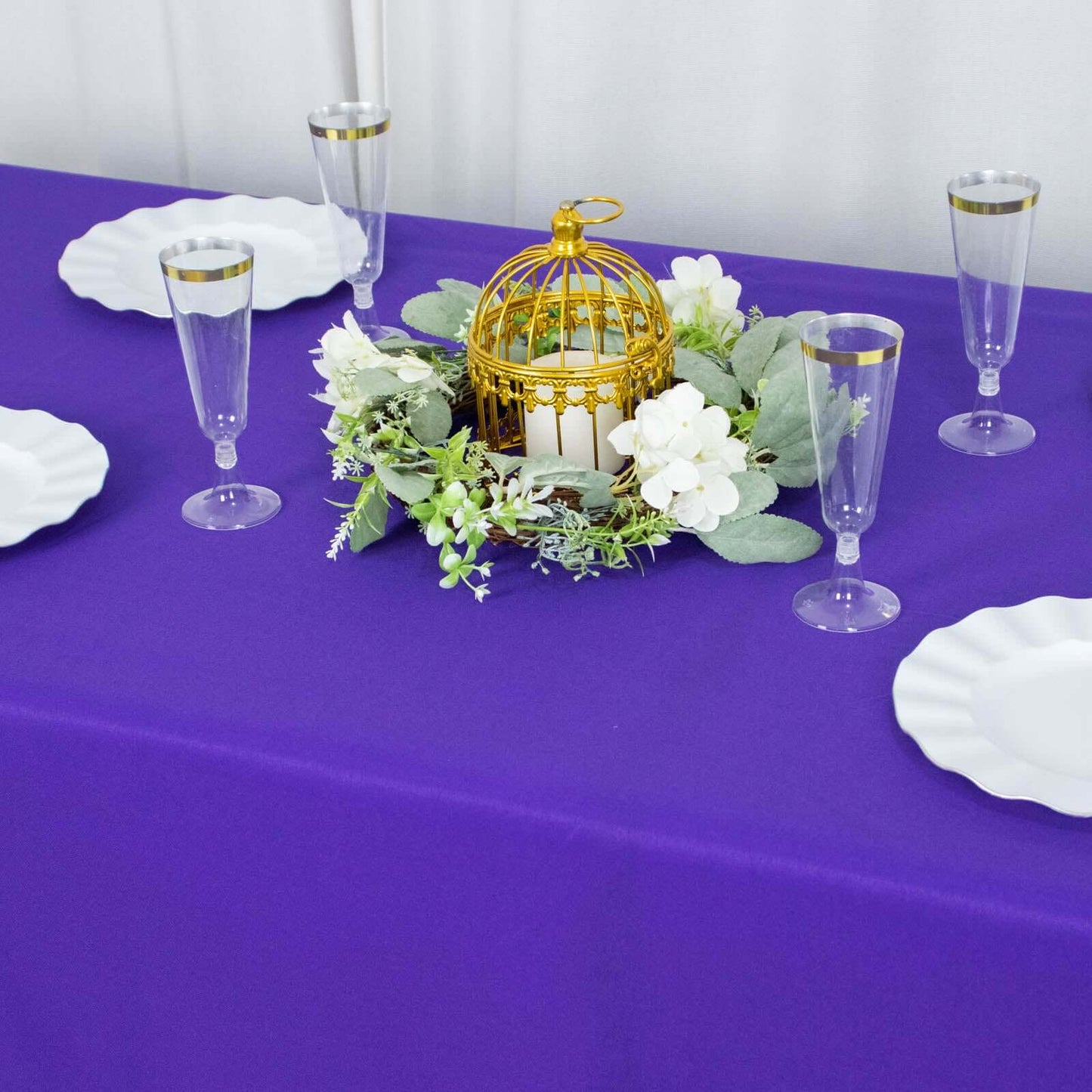 Premium Polyester 90"x132" Rectangle Tablecloth Purple - Seamless 220GSM Stain-Resistant Table Cover