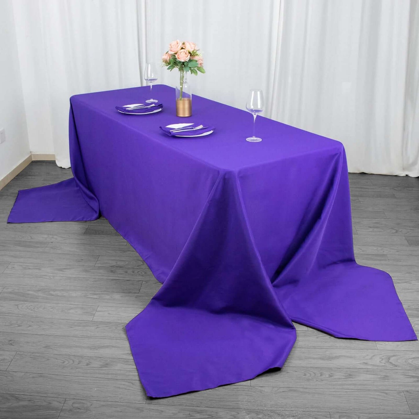 Premium Polyester 90"x156" Rectangle Tablecloth Purple - Seamless 220GSM Stain-Resistant Table Cover
