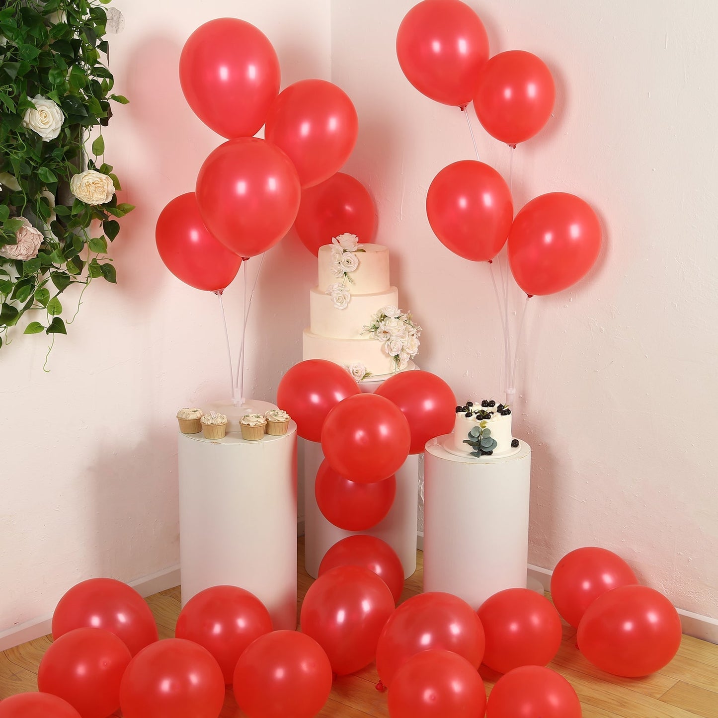 50 Pack Red Biodegradable Balloons, 12" Thickened Extra Strong Eco-friendly Latex Helium Party Balloons