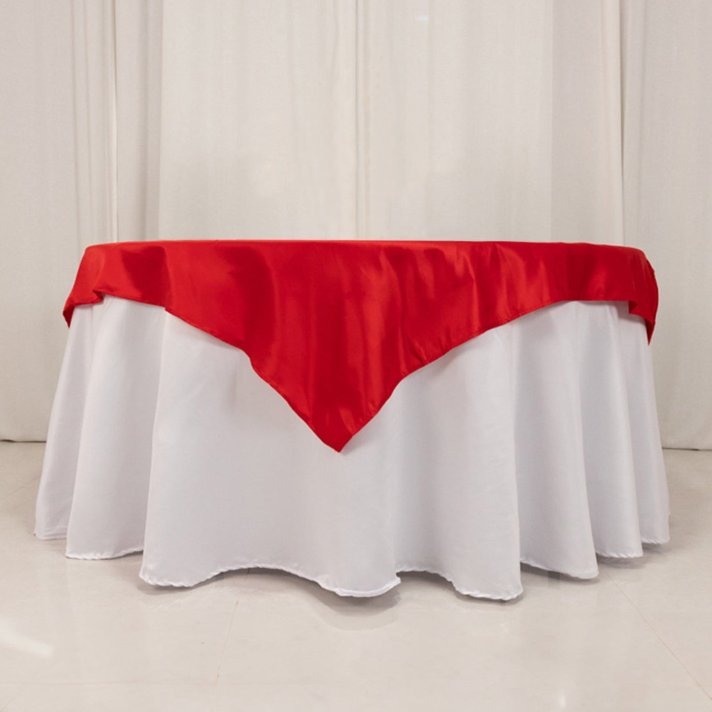 Lamour Satin 54"x54" Table Overlay Square Tablecloth Red - Durable & Silk-Like Table Cover