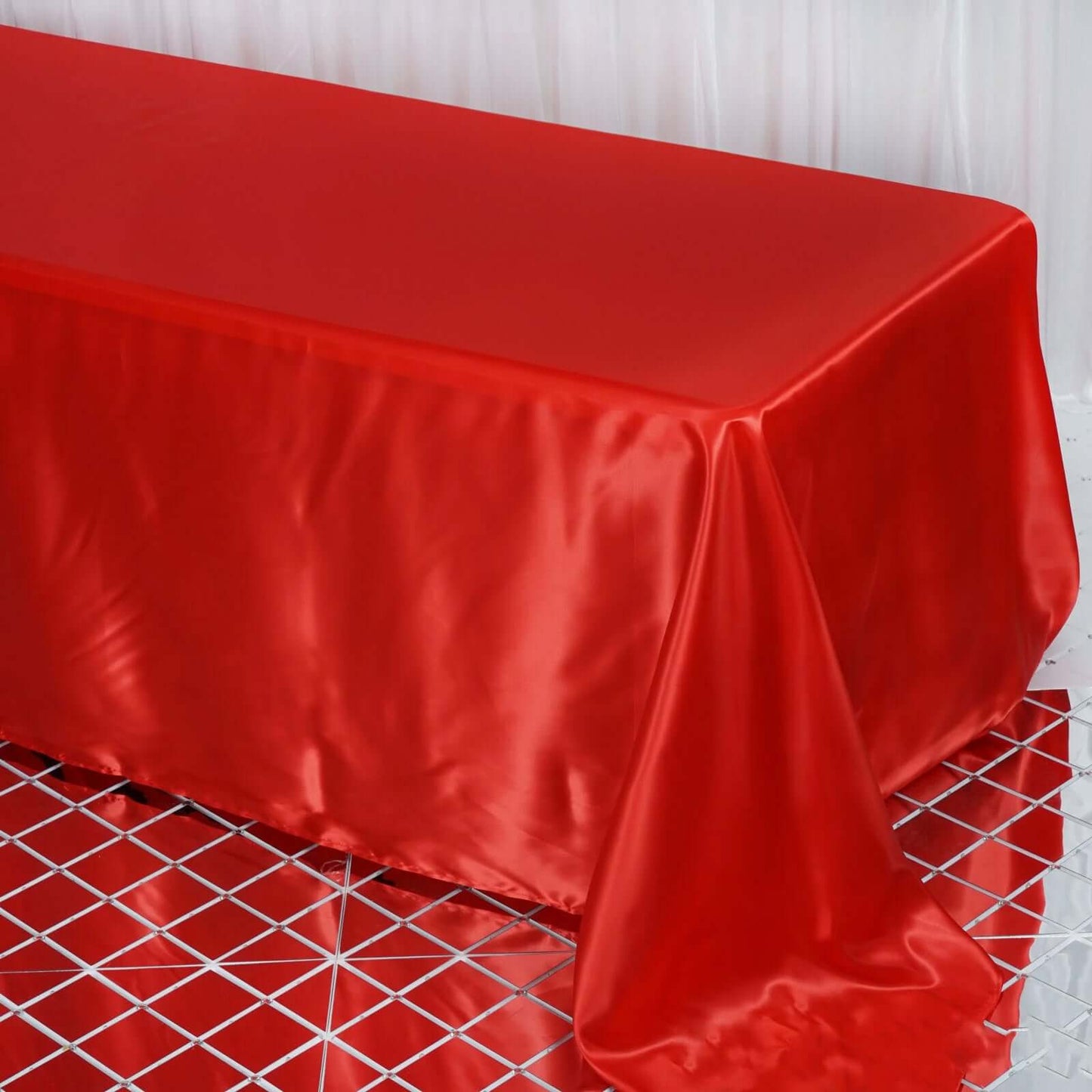 Satin Rectangular 90"x132" Tablecloth Red - Seamless Table Cover