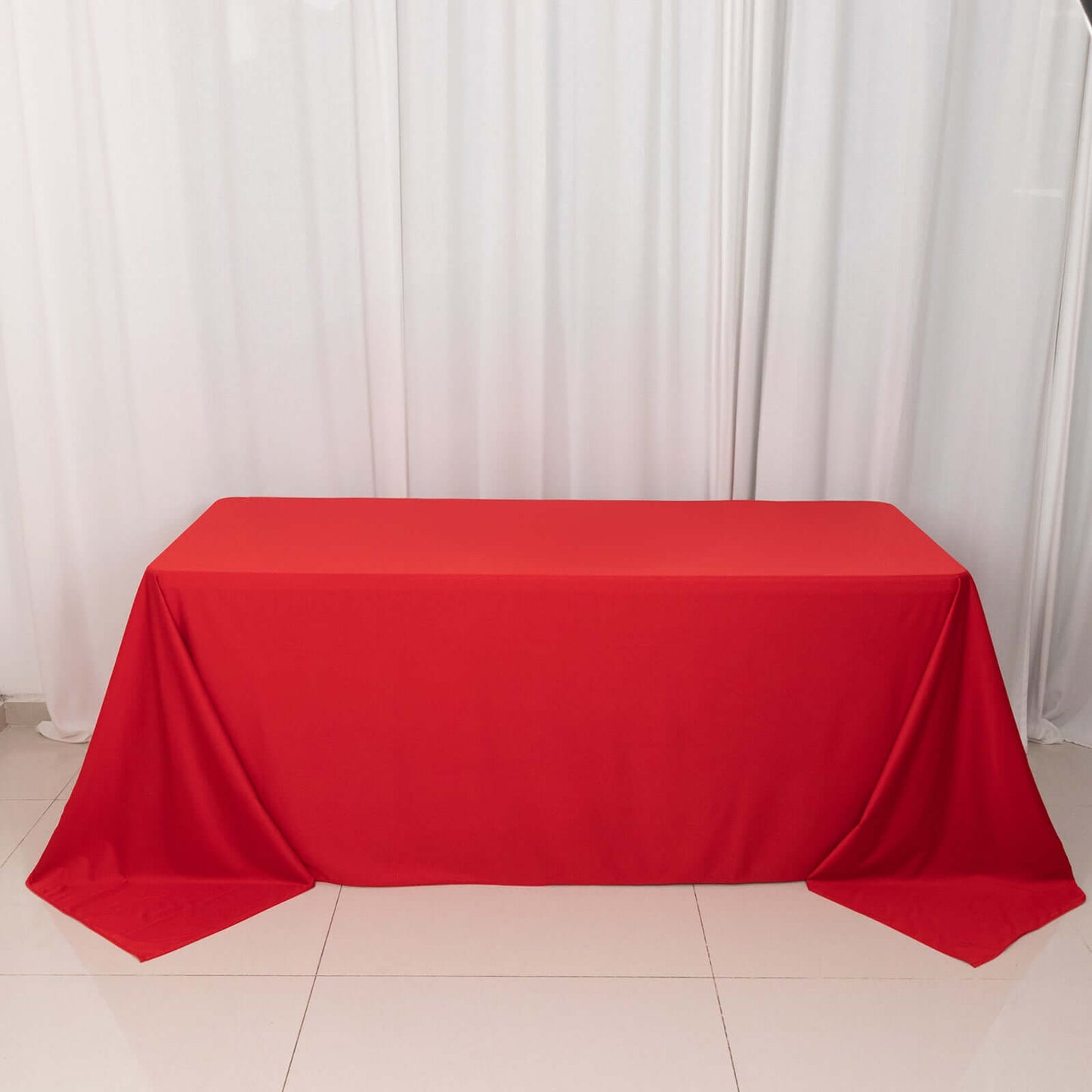 Scuba Rectangular 90"x132" Tablecloth Red - Wrinkle Free, Stain Resistant & Seamless Table Cover